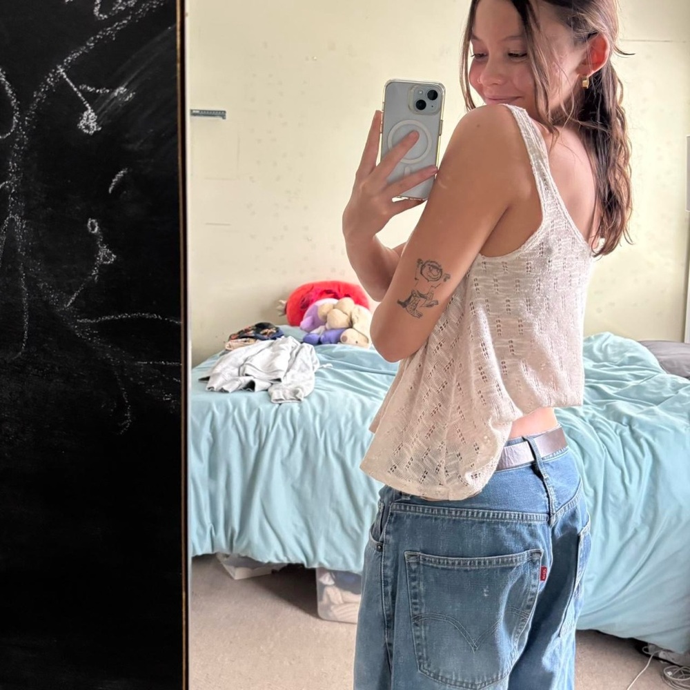 Xhilaration Cream Lace Crochet Tank Top